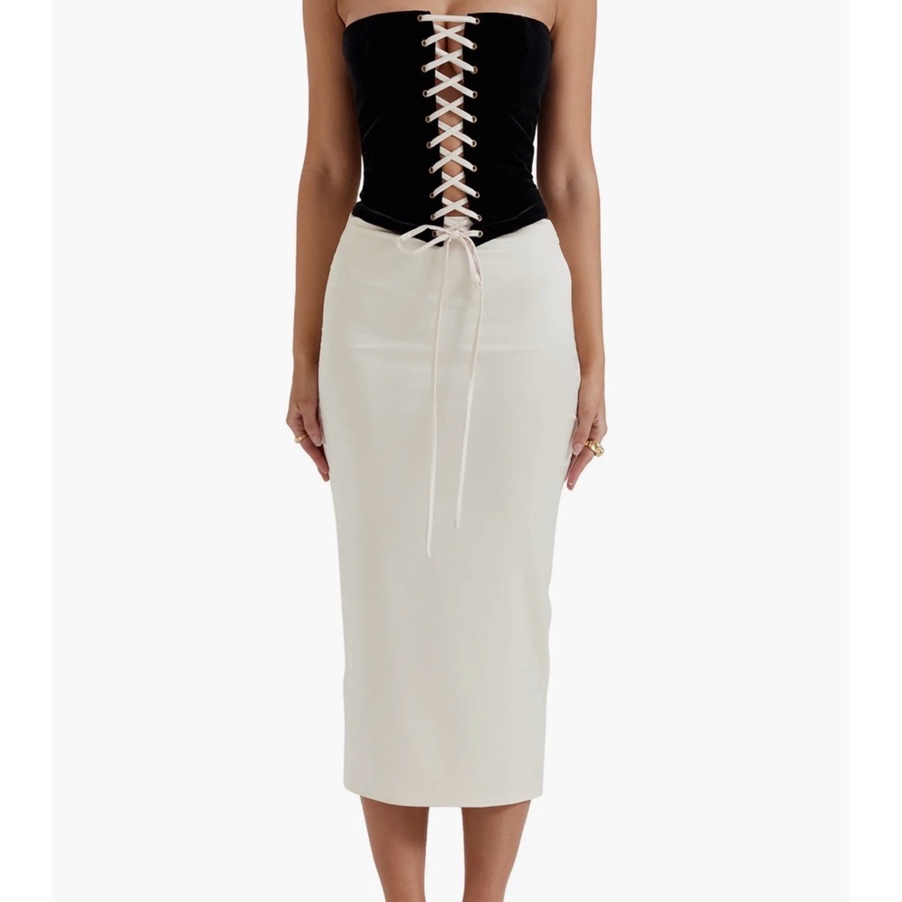 HOUSE OFCB'Jaina'Black&Vintage Cream Strapless Corset Dress/Size M-US 6-8